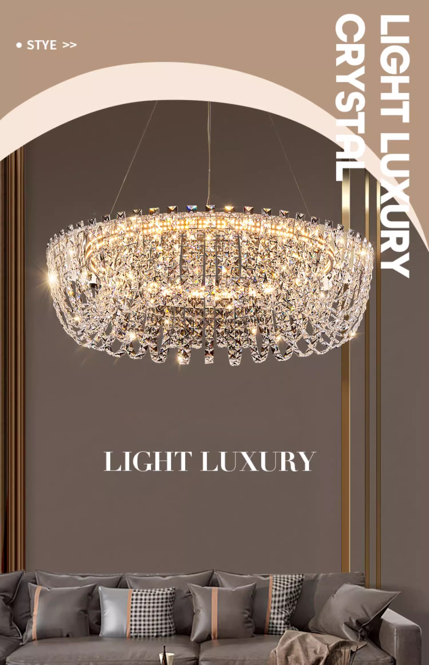 American Luxury K9 Crystal Pendant Lamps Modern Italian Art Chandelier Pendant Lights Fixture Dining Living Room Bedroom Lustres Home Indoor Lighting Decoration