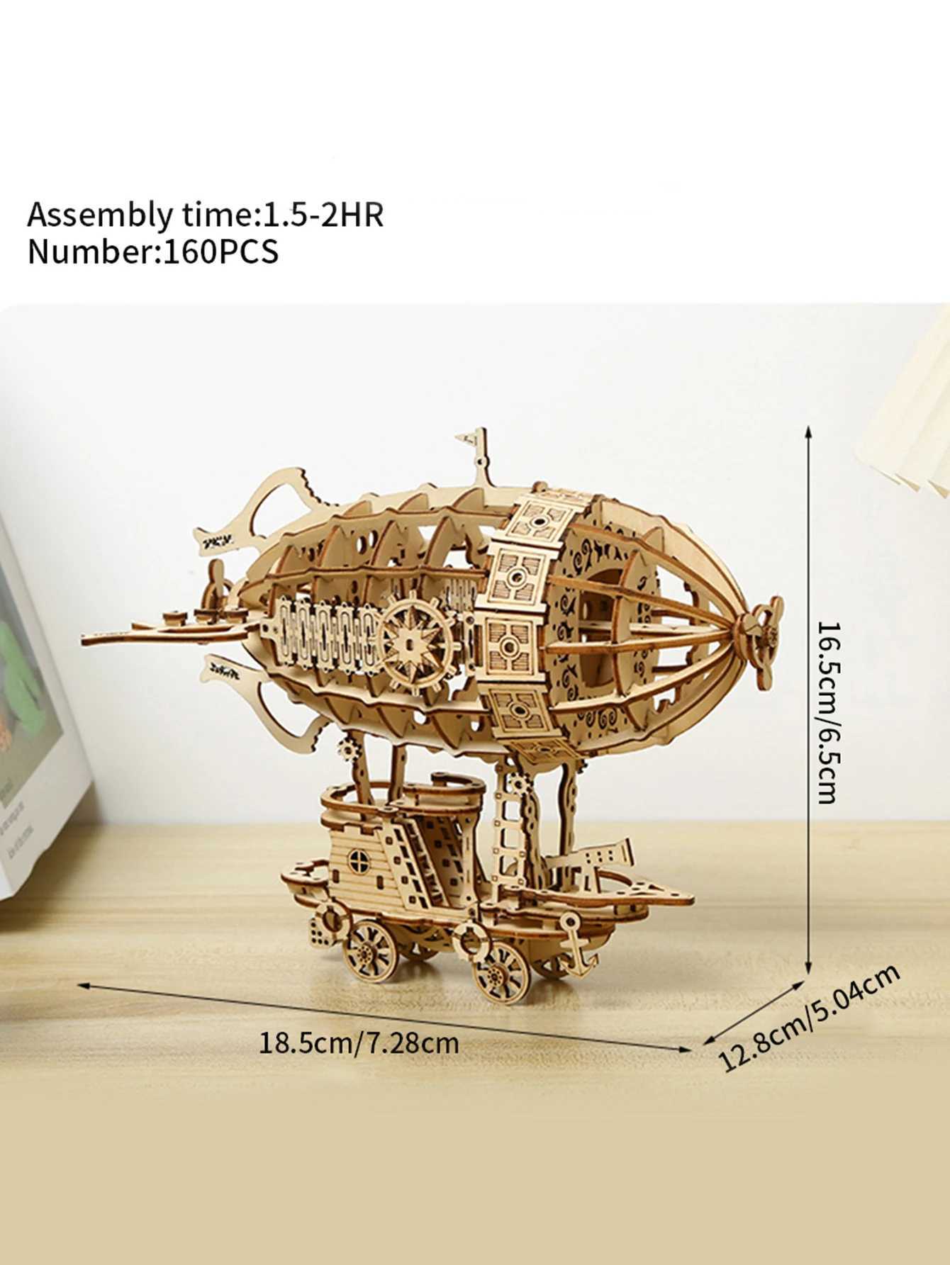 Puzzles 3D Puzzle en bois 3D kits de modèles de dirigeable pour adultes Kit de construction de modèles casse-tête pour adultes pour construire de l'artisanat mécanique L231223