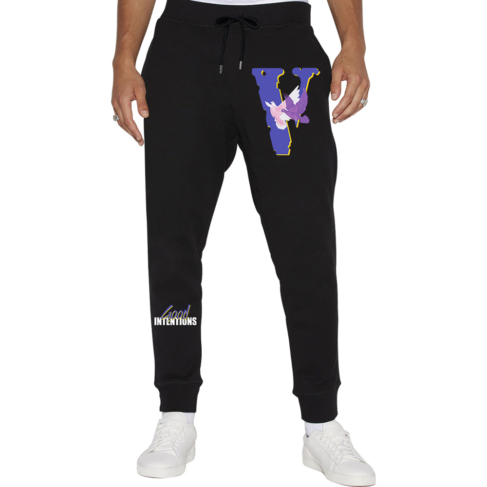 2024 Vlone Spring Autumn Atrumn Winter Men Sports Pants Thin Terry Fabric Loose Outdoor Running Litness Sports Sport