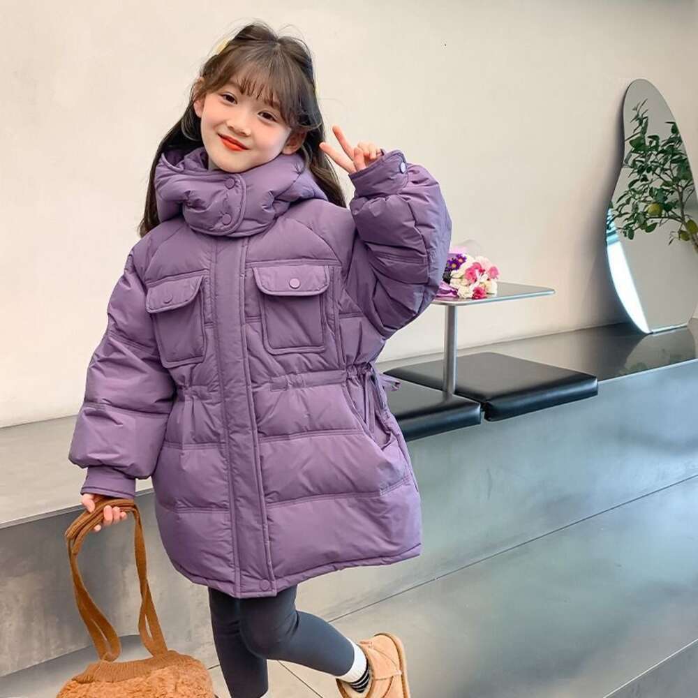 Girls 'Girl Girl Coat Baby Children's 2024 New Western Style Little Mid Middle الشتاء أسفل القطن