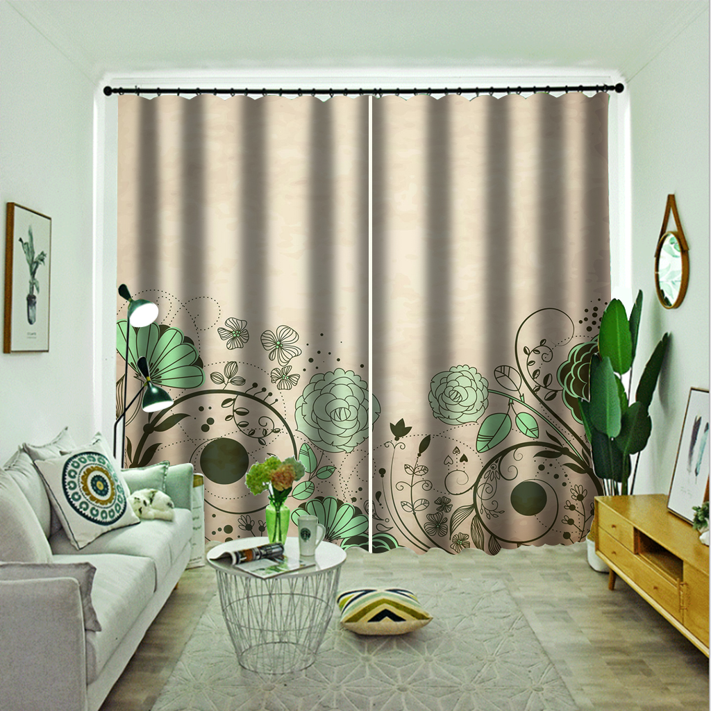 Cortinas de flores abstratas, cortinas de janela para sala de estar, quarto, impressão 3d, moda moderna, decoração de casa