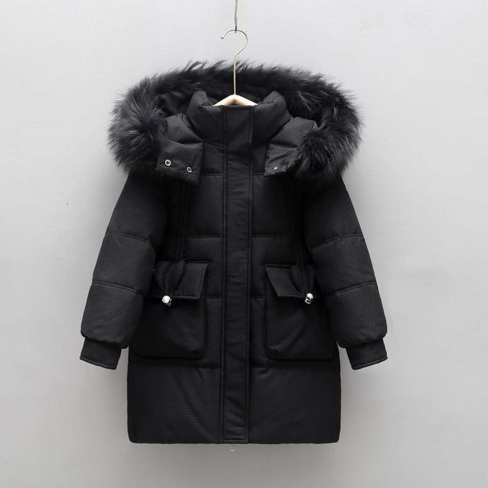 Girls' White girl baby Duck 2024 New Down Jacket, Length, and Large Children's Three Proof, No Wash, Winter Thick Coat