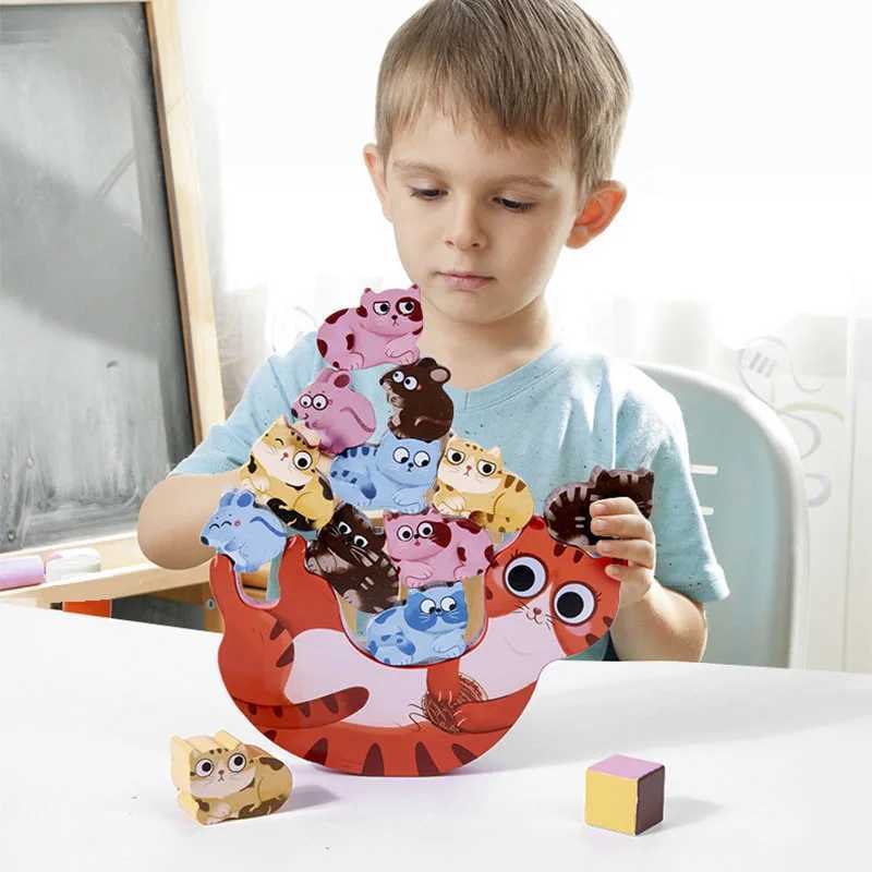 Tri jouets de nidification animaux en bois pour enfants, jouets élevés, mise au point, entraînement de la motricité Fine, jeu d'équilibre, jouet éducatif, blocs à empiler