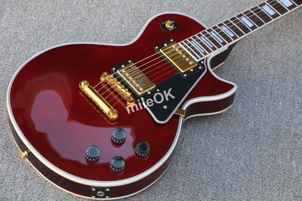 Chitarra elettrica LP classica custom shop 58 vino rosso, chitarra in mogano con corpo solido, spedizione gratuita