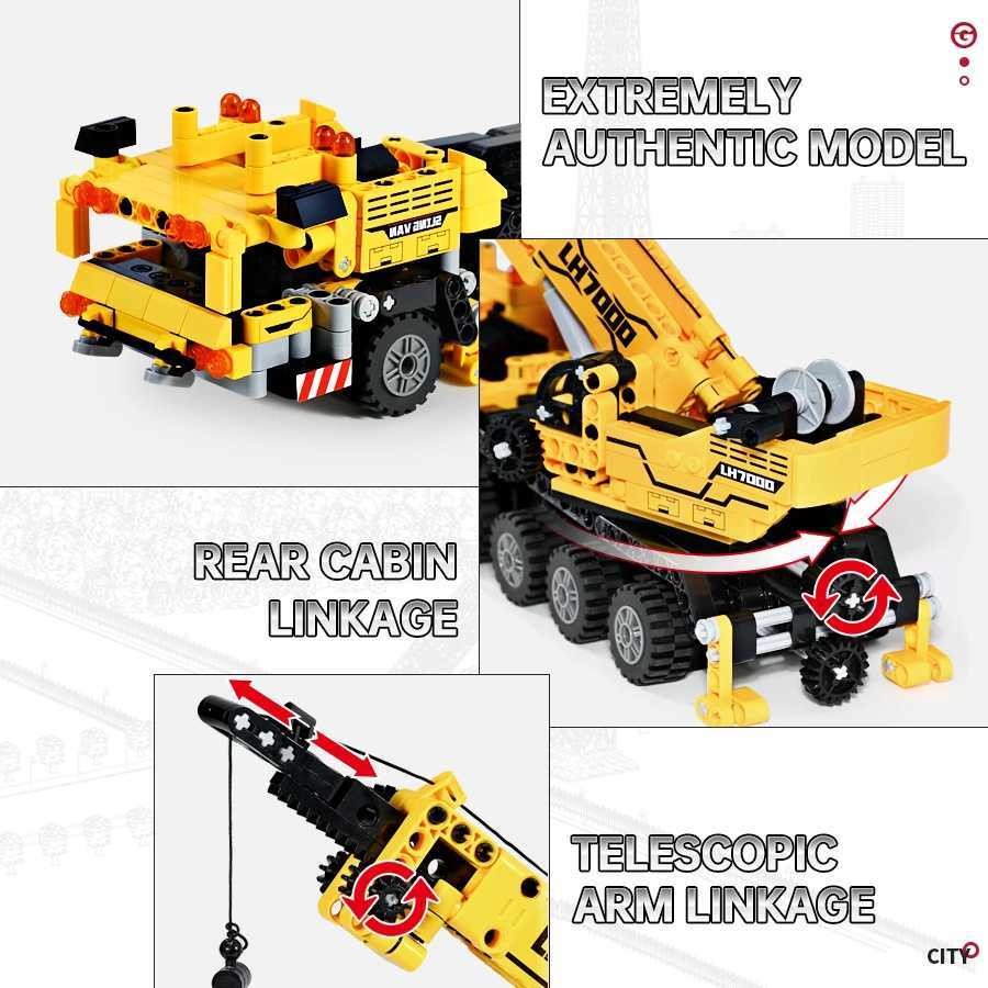 Blocks City Technician Construction Engineering Mobile Crane Vehicle Bricks Set Building Blocks Creative Kids Toys for Children Giftl231223