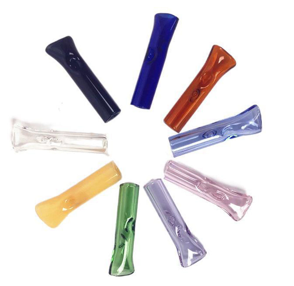 Färgglada tjocka glasfiltertips Hookahs Rökningstillbehör 42mm längd Mini One hitter Pipes Dab Rigs For Tobacco Dry Herb Ny