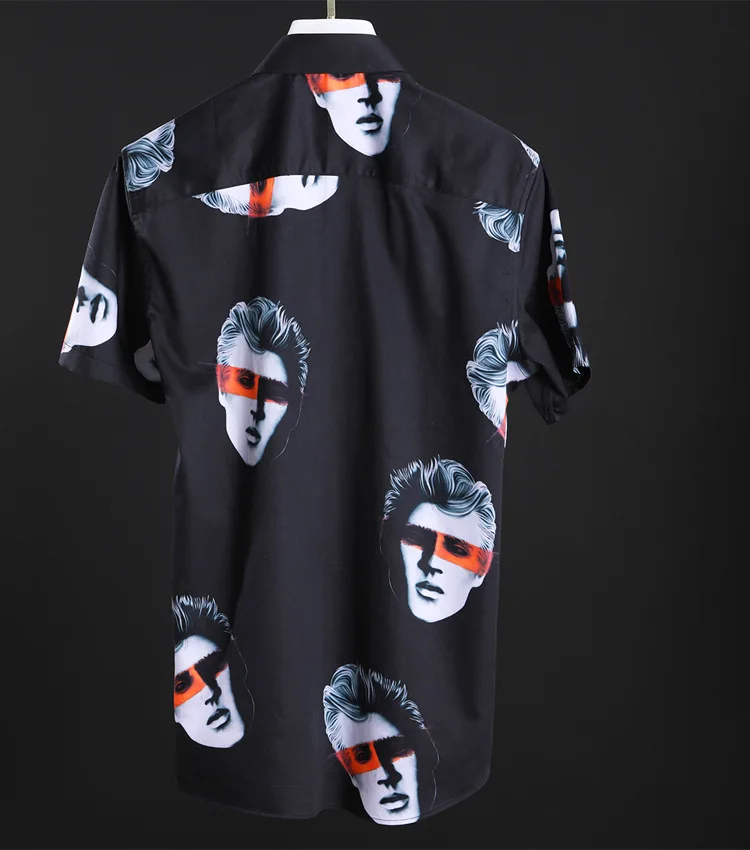 New Arrival High Quality Full Body Portrait Short Sleeved Printed Fashionable Men Spring Summer Casual Shirts Plus Size M-3XL4XL