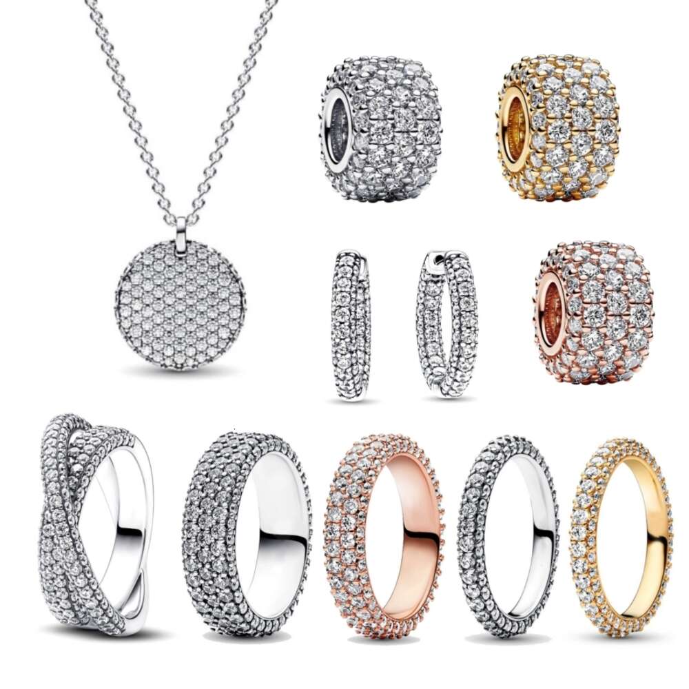 Christmas New Sparkling Full Diamond Rings Necklace Diy Earrings Beads Set Series Women Charm Jewelry Gift