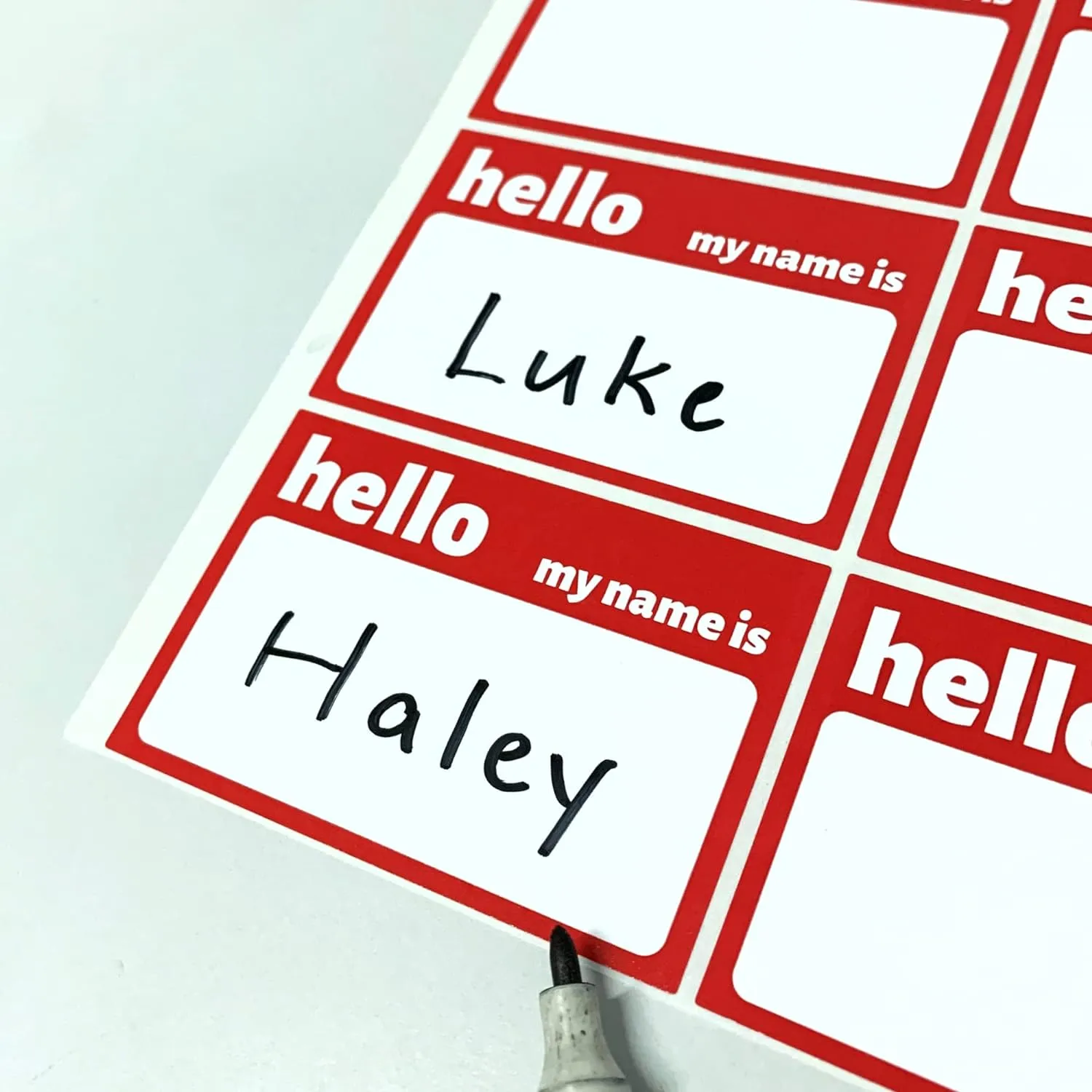 200 Pack - Hello My Name Is Stickers, 75 x 50 mm - Red 600pack happy sad smilling face emotion stickers 2.5cm red garden