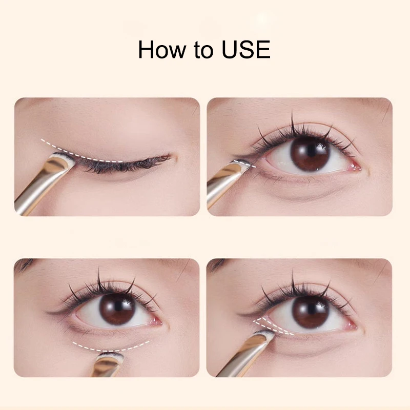 Pinceau Eyeliner Gel à angle rond, outil de maquillage doré avec manche en bois, cheveux synthétiques doux, définition de doublure de cils parfaite