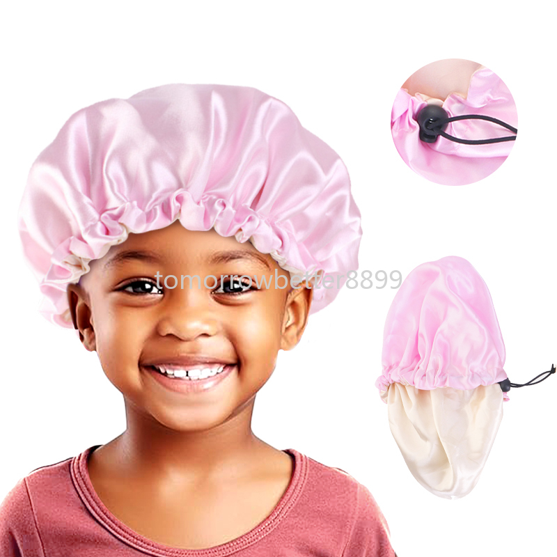 Bonnet de nuit pour bébé, avec boucle Invisible, Double pont, en Satin, mignon, couleur unie, multifonction, chapeau pour enfants, adapté à tous les âges, nouvelle collection