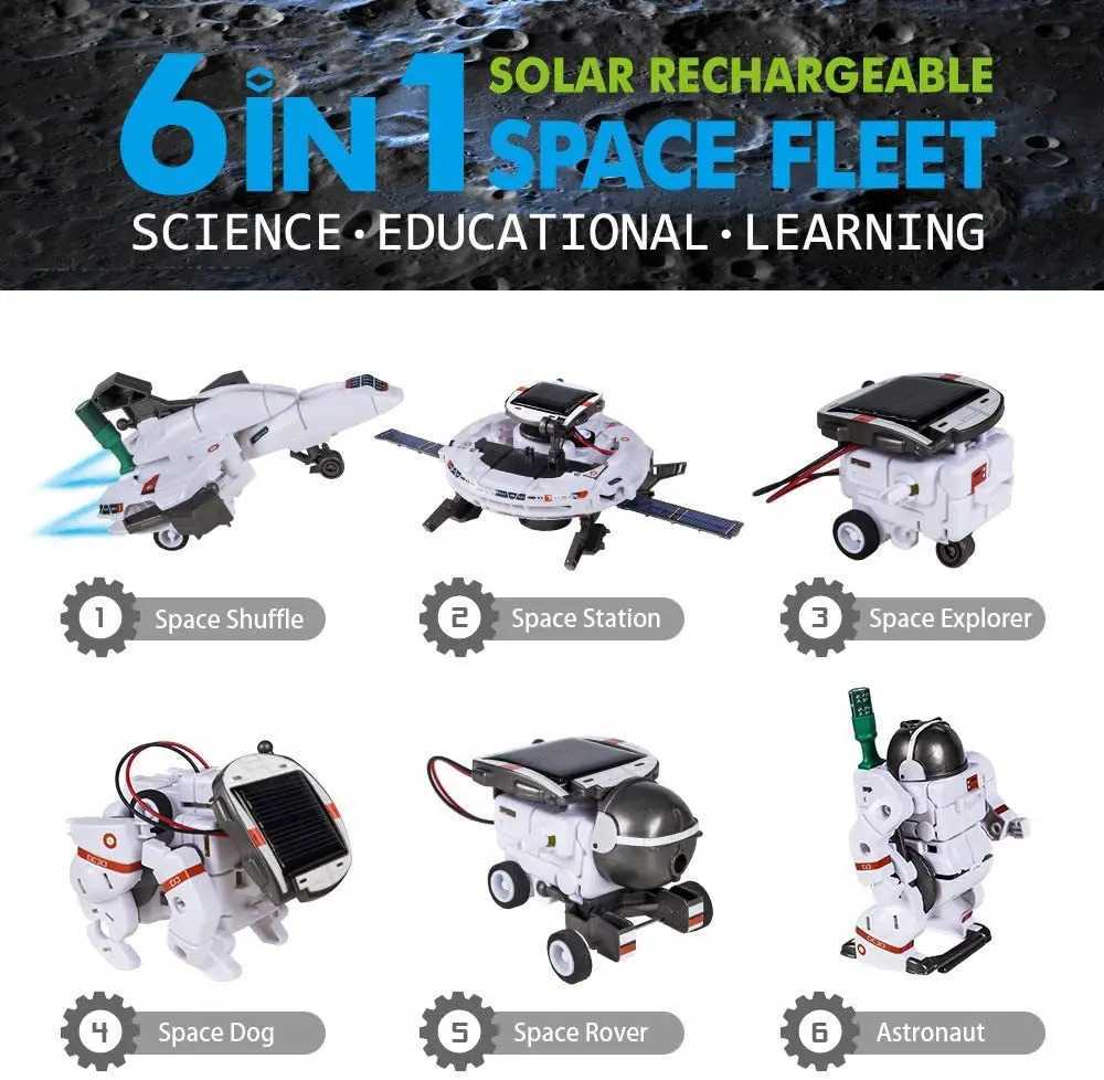 Julleksakstillbehör 6 i 1 Science Experiment Solar Robot Toy DIY Assembling Learning Tool Education Robots Technological Gadgets Kit för Kidl231223