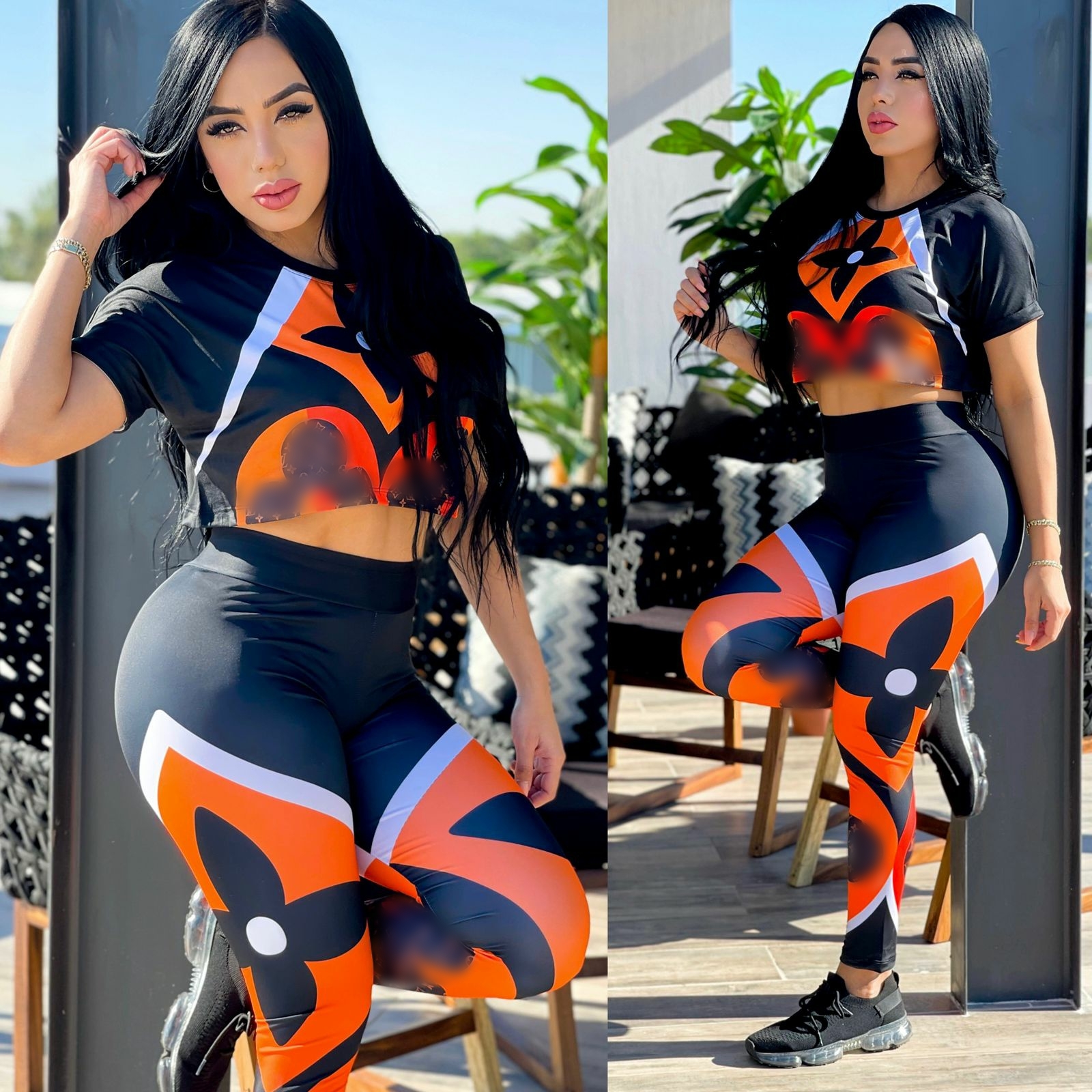 Spring Tracksuit Two Piece Pants Outfit Women Casual Crop Top and Leging Set Free Ship