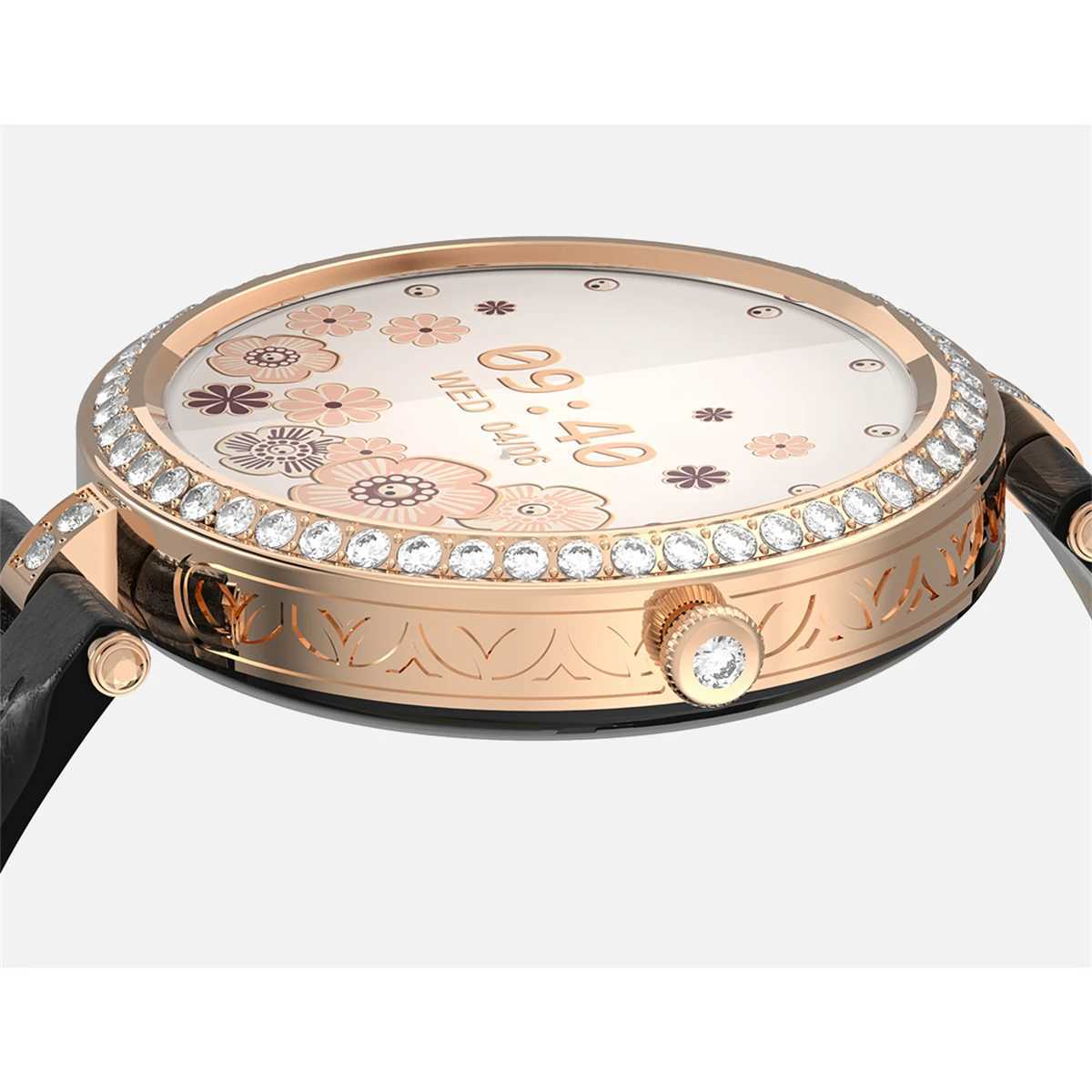 Montres intelligentes Montre intelligente de mode pour les femmes brillant strass Bluetooth appel vocal Smartwatch surveillance de la fréquence cardiaque dames Bracelet intelligent