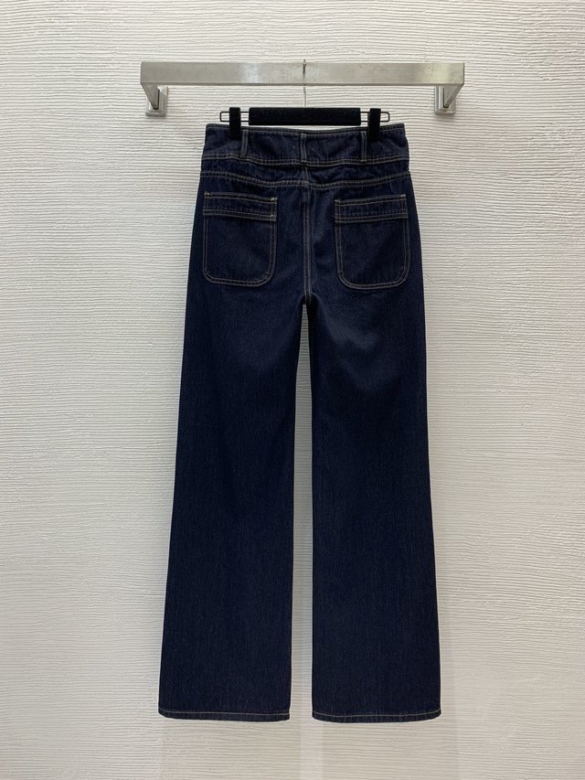 Designer Jeans 2024 Ny Spring Summer Fashion Paneled Straight Pants märke samma stil byxor lyxiga kvinnokläder 0119-3