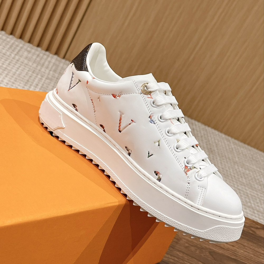 Designer Nieuwe 2024 10A Hoge Kwaliteit Casual Schoenen Mode Time Out Kalfsleer Echt Lederen Sneaker Kalfsleer Dames Casual Schoenen Multi Wit Roze Embosse