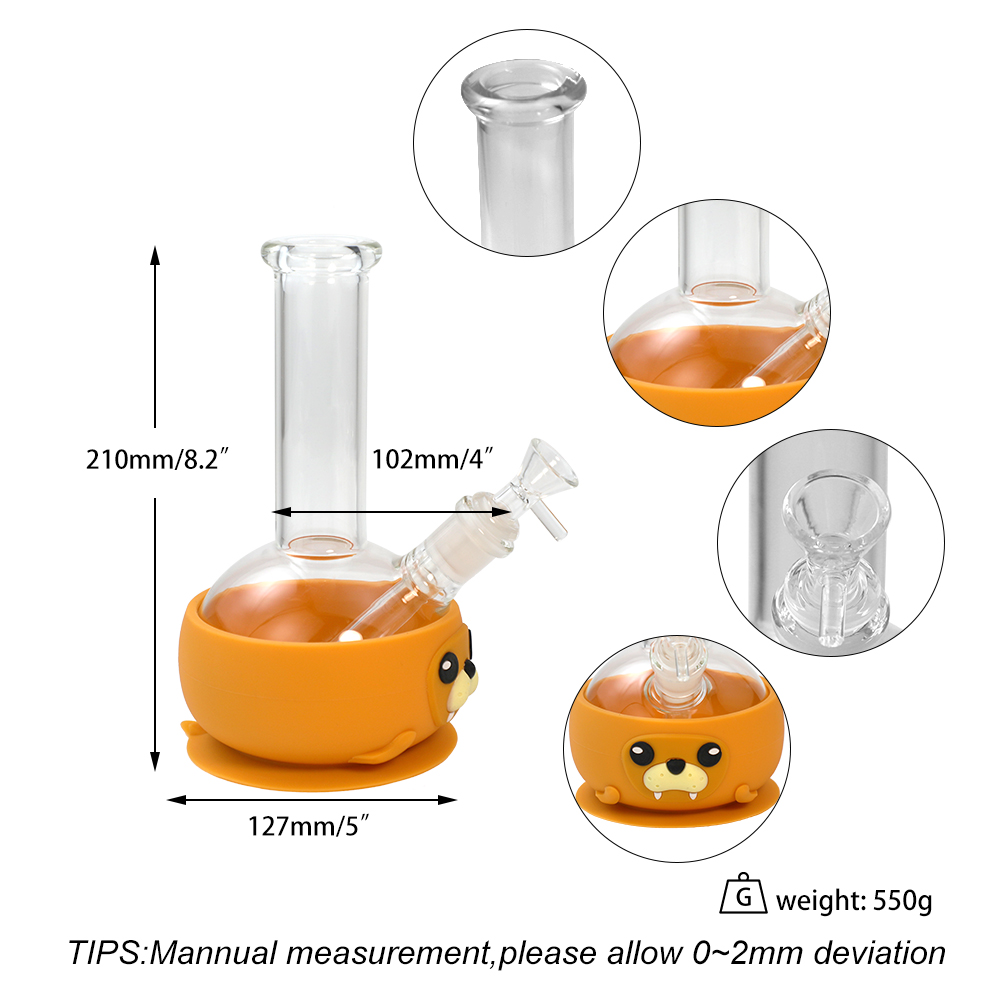 Hookahs glas och silikon botten tätning djur stil vatten rör hand röret vattenpipa dab rigg bong obrytbara rökrör Tillbehör Tobaksrökprodukter med skålen med skål