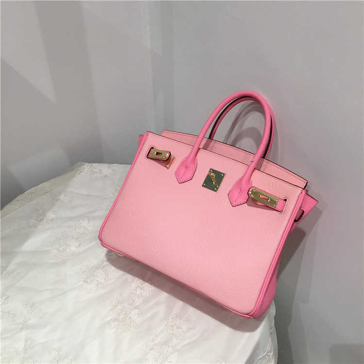 A Birknns Classic bag 2024 new top layer lychee patterned cowhide women's color blocking single shoulder crossbody handbag casual J8U7