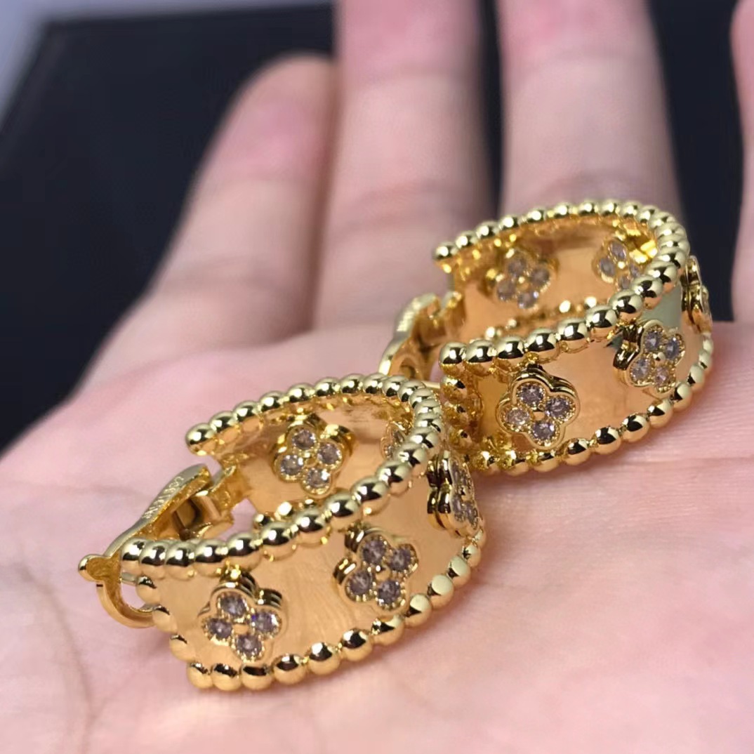 مصمم أزياء Retro Linzhou Pendant أقراط الظهر 18K الذهب المطلي بالماس العقيق