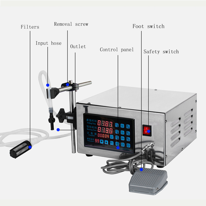 Máquina de enchimento líquida semiautomática controle digital pequena máquina de enchimento elétrica portátil de água líquida