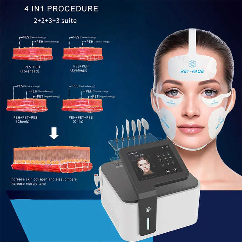 6 Handles Full Face Massager Magnetic Pulse RF Heating Peface Face Skin Tightening Ems Facial Muscle Stimulation Microcurrent Increase Collagen Machine