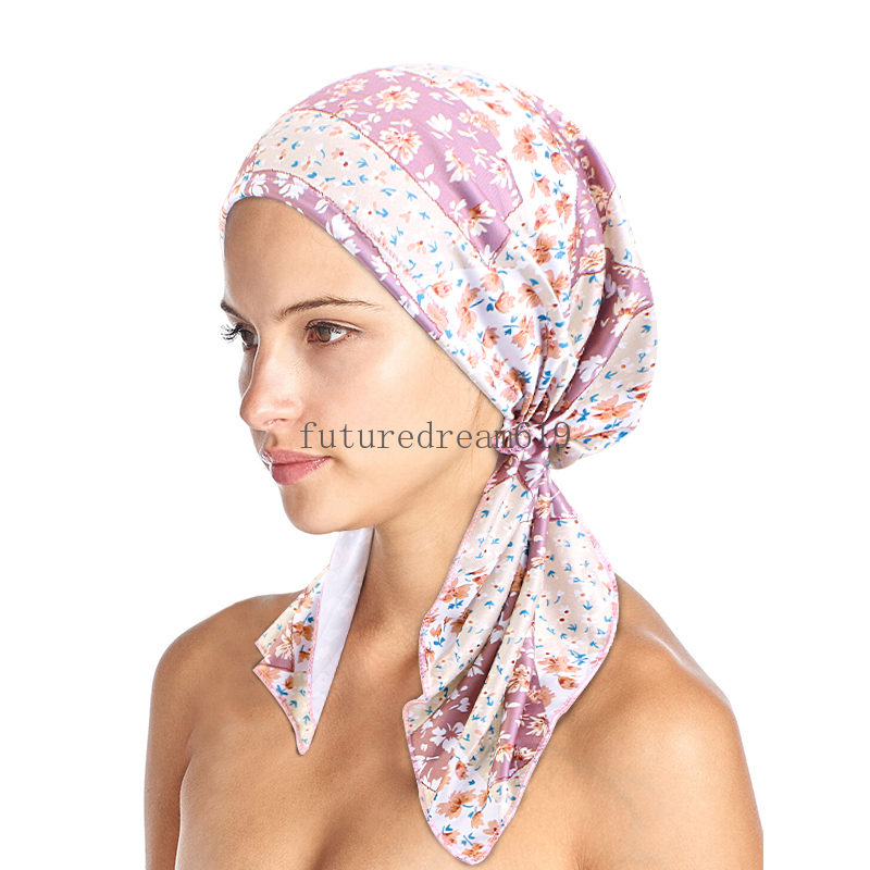 Femmes nouveau pré-attaché imprimé extensible Turban musulman longue queue Hijab perruque chapeau foulard Cancer chimio casquette à la mode Pirate chapeau