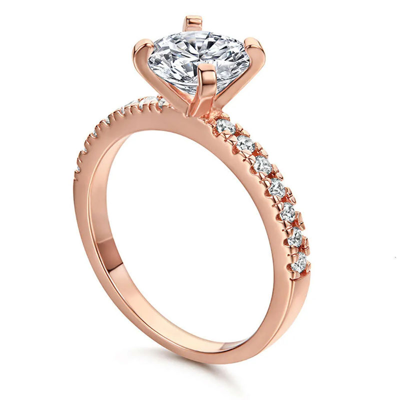 T GG Designer for Women Japończycy i Koreańczycy uproszczona 925 Srebrna Pierścień 1,2ct Rose Gold Eight serc Osiem strzał cyrkon