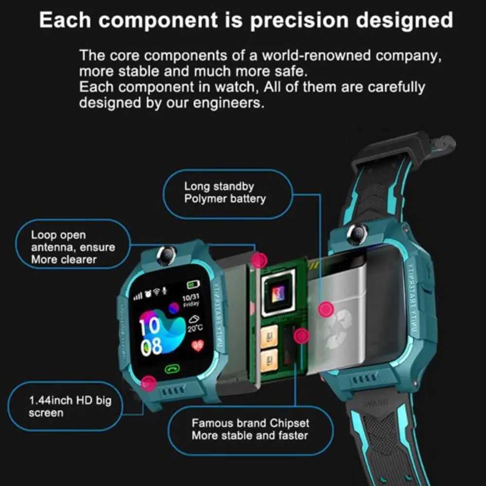 Inteligentne zegarki Dzieci inteligentne zegarek Z6f SOS ZEGAK ZWEG RAMOTE Zdjęcie Głos Chat Dziecko Prezenty IP67 Wodoodporny smartwatch kompatybilny dla iOS Android
