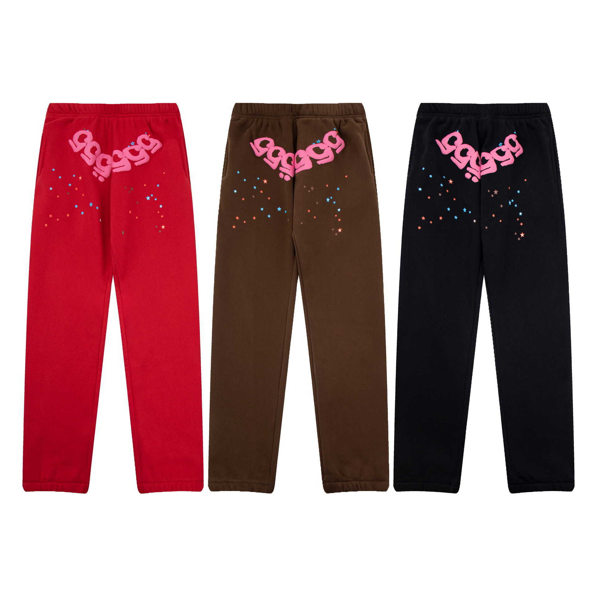 Felpe con cappuccio da uomo Meichao High Street Sp5der 555555 Inchiostro maculato colorato Star Foam Letter Pantaloni casual con leggings uomo e donna