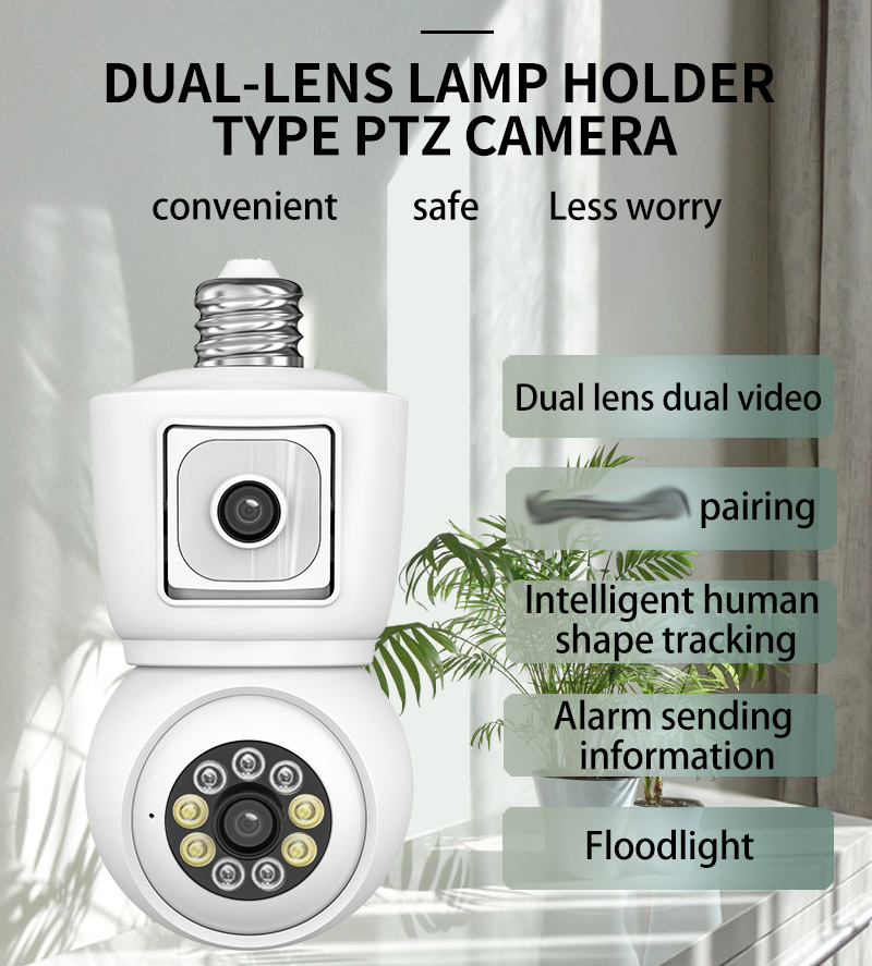 DP44 R3 E27-lamp Dubbele lens Dubbele videobewakingscamera 2MP HD Full Color Nachtzicht Bewegingsdetectie Buiten Binnen Netwerk Beveiliging Socket PTZ Cam