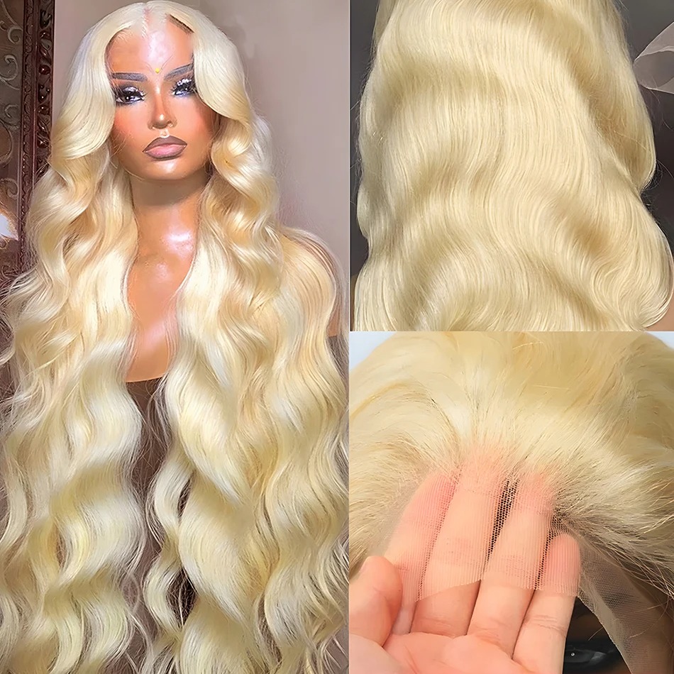 613 HD Body Wave Lace Front Human Hair Ropparent 250 ٪ Honey Blonde Lace Brontal Brontal 13x6 Brazilian Water Wave Wave Wave