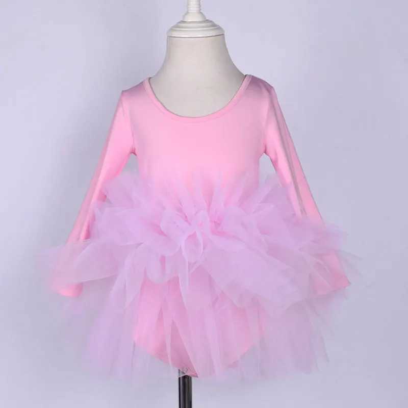 Robes de fille Fille Ballet Tutu Robe Mode Enfants Danse Fête À Manches Longues Débardeur Performance Costume Princesse Mariage Fille Robe 24323