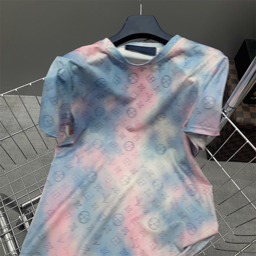 Dames T-shirtontwerper Kleurrijke kleding Licht Luxe, klassiek puur katoen, hoogwaardige volledige letterafdrukken, losse en casual trend