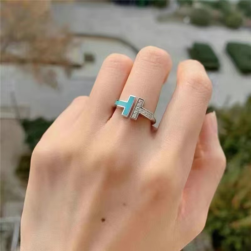 Designer Double T Bague De Luxe Femmes Bagues De Diamant Tendance Bague De Luxe S925 En Argent Sterling Mode Classique Bijoux Couple Styles Anniversaire Amoureux De Mariage Cadeaux