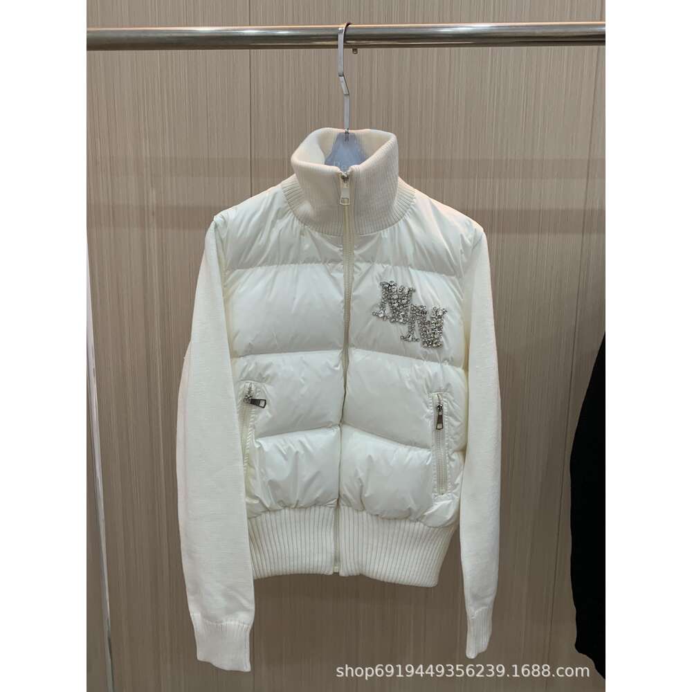 miui miui puffer jacket 23 Autumn/winter New Stand Up Neck Zipper Design, Leisure and Intellectual Positioning, Water Diamond Embroidered Letter Decoration Down Coat