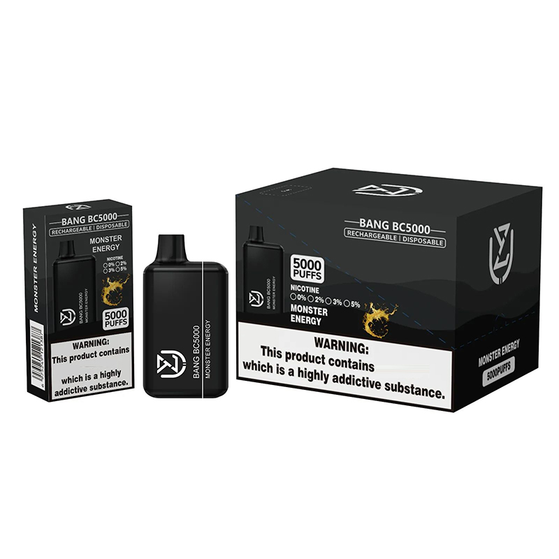 Authentique UZY Bang Box BC5000 Système de vape jetable Batterie rechargeable 12 ml Vaporisateurs pré-remplis 0% 2% 3% 5% E Cigarettes Puff 5000 Vaper