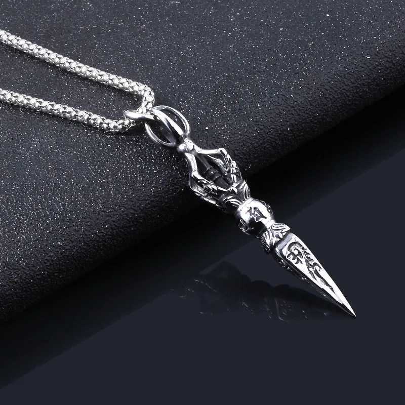 Collane con ciondolo Antico Vajra Evil Jiang Dagger Collane unisex Ciondolo Catena rocciosa India Ganesha Buddismo Collana Gioielli da uomo