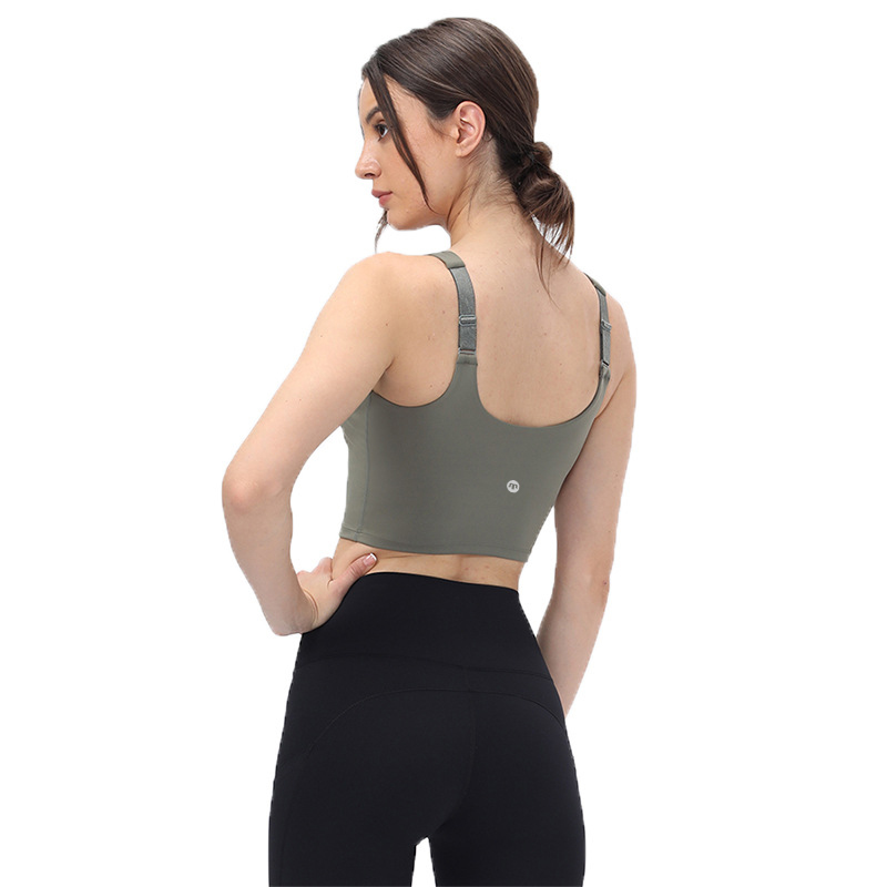 Sutiã esportivo feminino, sutiã esportivo acolchoado com alças ajustáveis, sutiã de yoga longline treino fitness colheita regata LU-MELUCK