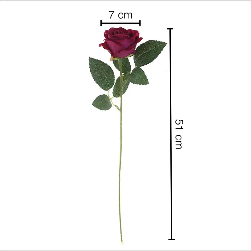 20 inch Artificial Rose Flowers for Valentine`s Day Roses Real Touch Silk Rose Single Fake Flower Long Stem Bouquets for Home Wedding Party Decoration