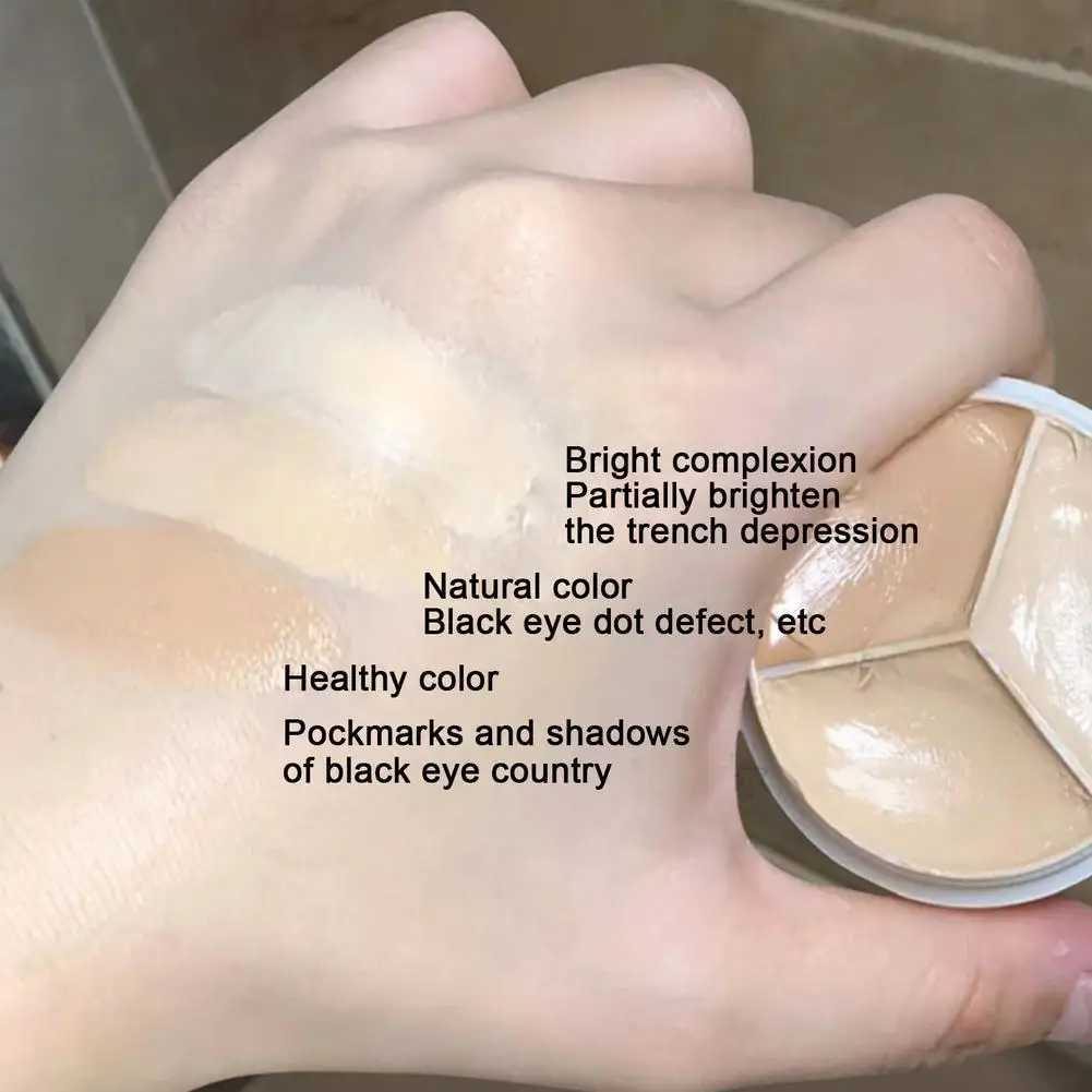 Concealer Tri-color Concealer Palette Moisturize Long Lasting Cover Dark Circles Acne Pores Cream Shading Highlighter Face Makeup Cometics