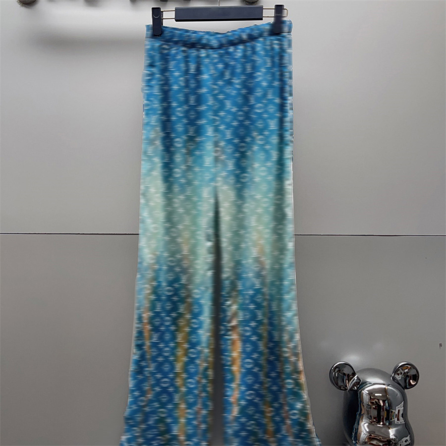 Męska odzież sutowa Pajama Zestaw Lekkie luksusowy klasyczny jedwabny Spring Blue High-end Home Shirt Prosty nogi spray litery leniwe wakacje