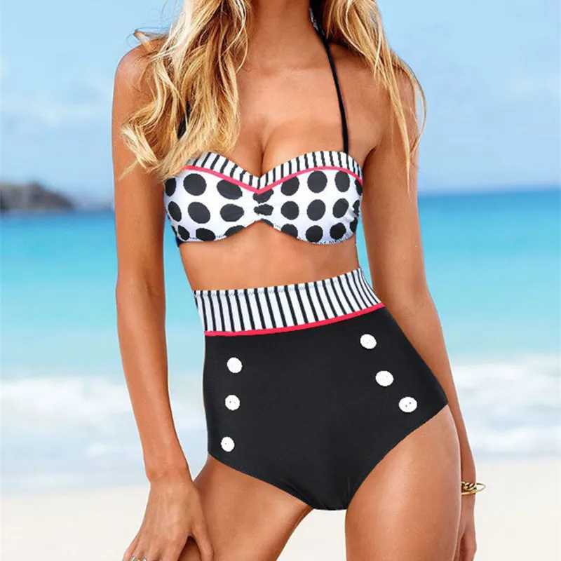 Kadın Mayo Damlası Nakliye 2019 En Şirin Retro Mayo Retro Örme Yüksek Bel Bikini Seti S/M/L/XL Kadın Mayo 240326