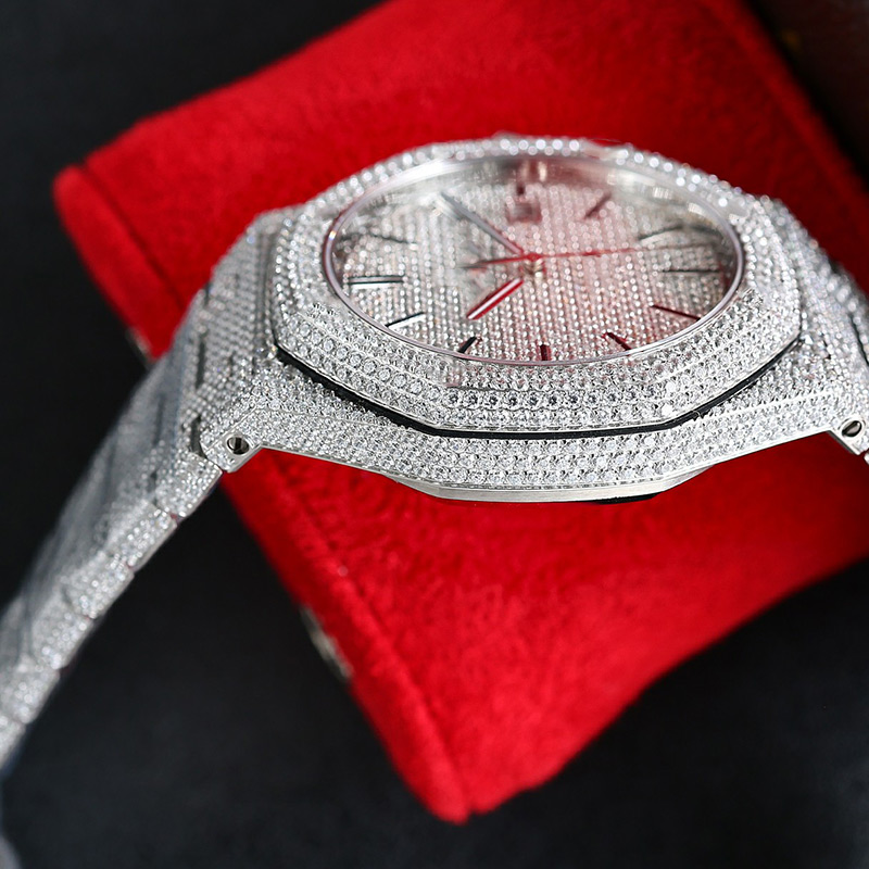 다이아몬드 시계 남성 자동 기계 디자이너 시계 41mm 사파이어 다이아몬드 스터드 스틸 904L 뮤즈 오로그 오로야 디 루스소 선물