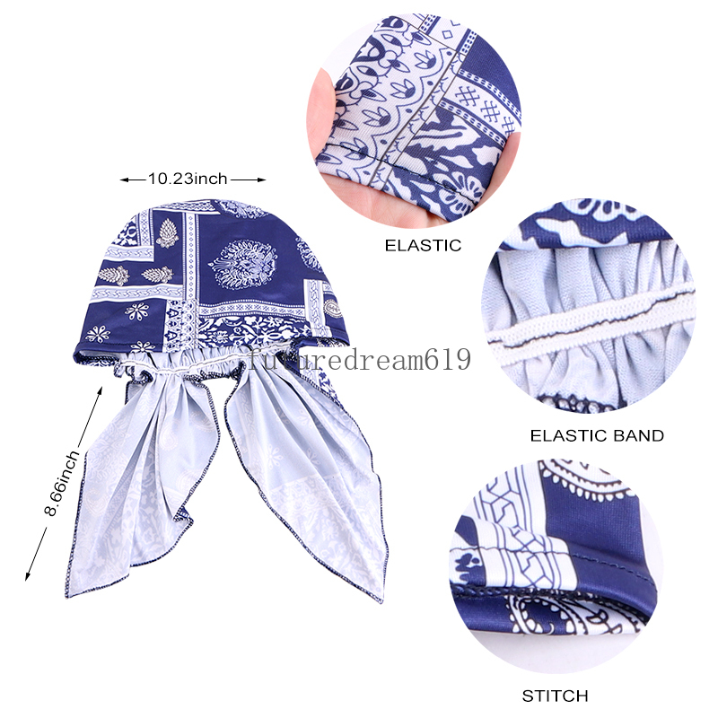 Женский новый предварительно завязанный эластичный тюрбан с принтом, мусульманский длинный хвост, хиджаб, парик, шляпа, платок, химиотерапия, кепка, модная пиратская шляпа