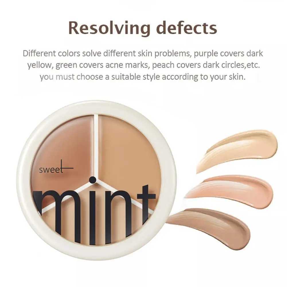 Concealer Tri-color Concealer Palette Moisturize Long Lasting Cover Dark Circles Acne Pores Cream Shading Highlighter Face Makeup Cometics