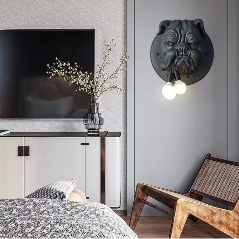 Nordic Originalität Tier Kopf Wand Lampen Wohnzimmer Esszimmer Studie Schlafzimmer Kreative Designer Bulldog Wand Leuchten LED