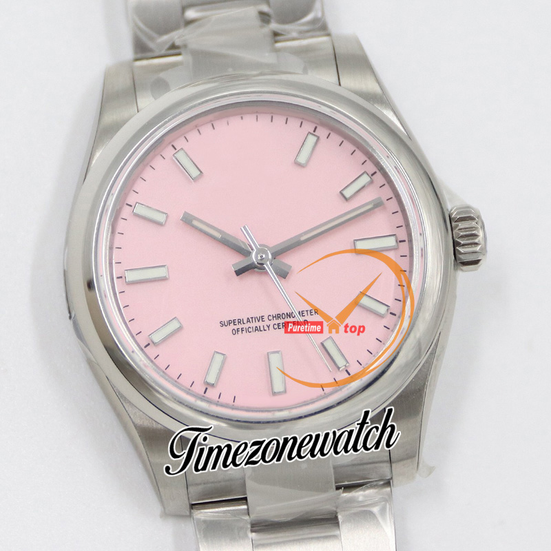 EWF 277200 31mm Miyota 6T51 Otomatik Kadınlar İzle Pembe Dial Stick Markers 904L Çelik Kılıf Bileziği En İyi Edition Aynı Seri Garanti Kart TimezoneWatch EW31D