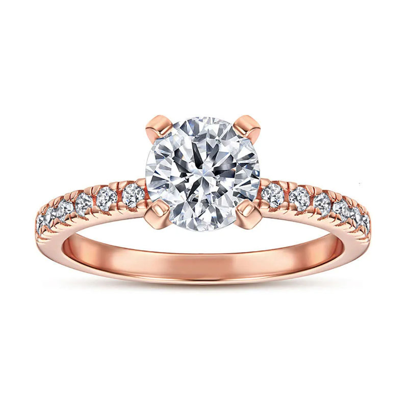 T GG Designer für Frauen Japanischer und koreanischer vereinfachter Ring aus 925er Silber, 1,2 Karat, Roségold, acht Herzen, acht Pfeile, Zirkon, vier Krallendiamantring, Damenring