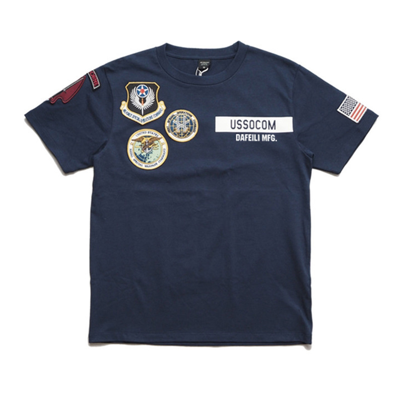 T-shirt à manches courtes pour hommes, nouveau badge brodé en coton de haute qualité, style militaire, style jour