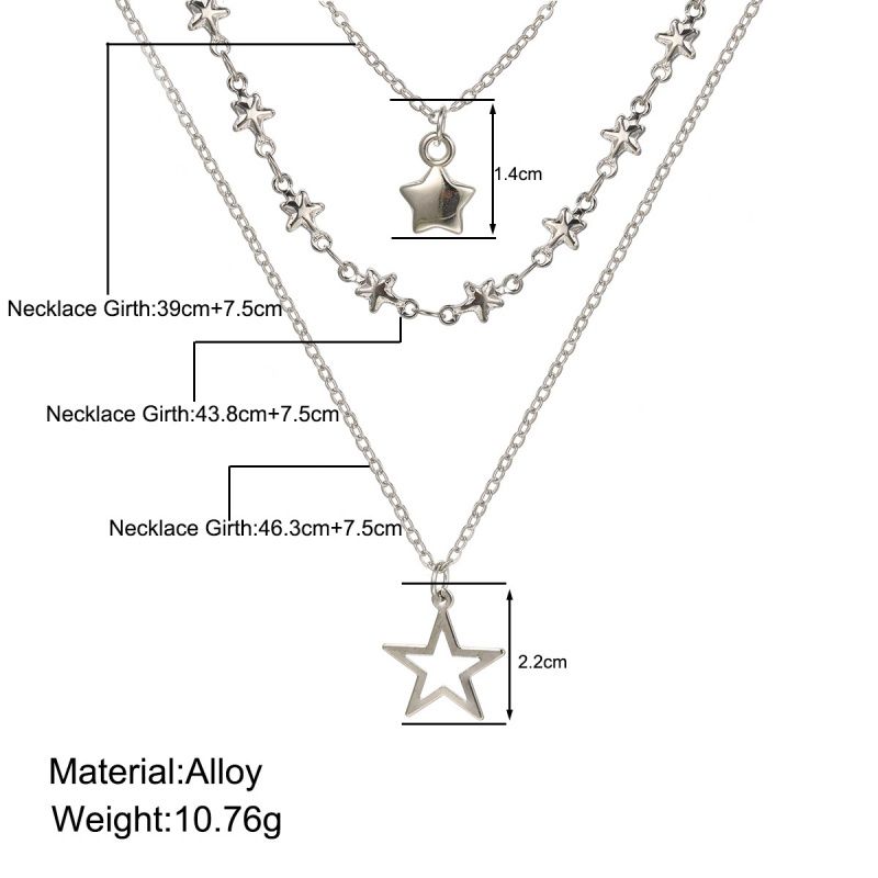 Sweet Cool Girl Y2K Star Zircon Pendant Necklace for Women Vintage Handmade Punk Heart Clavicle Chain Fashion Jewelry Party Gift